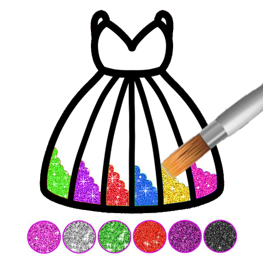 Glitter dress coloring and dra icon