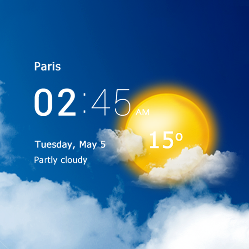 Transparent clock and weather icon